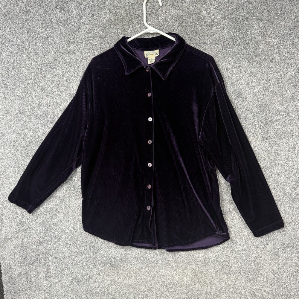Vintage Y2K Crushed Velvet Shirt Large Witchy Whimsigoth Dark Academia Romantic